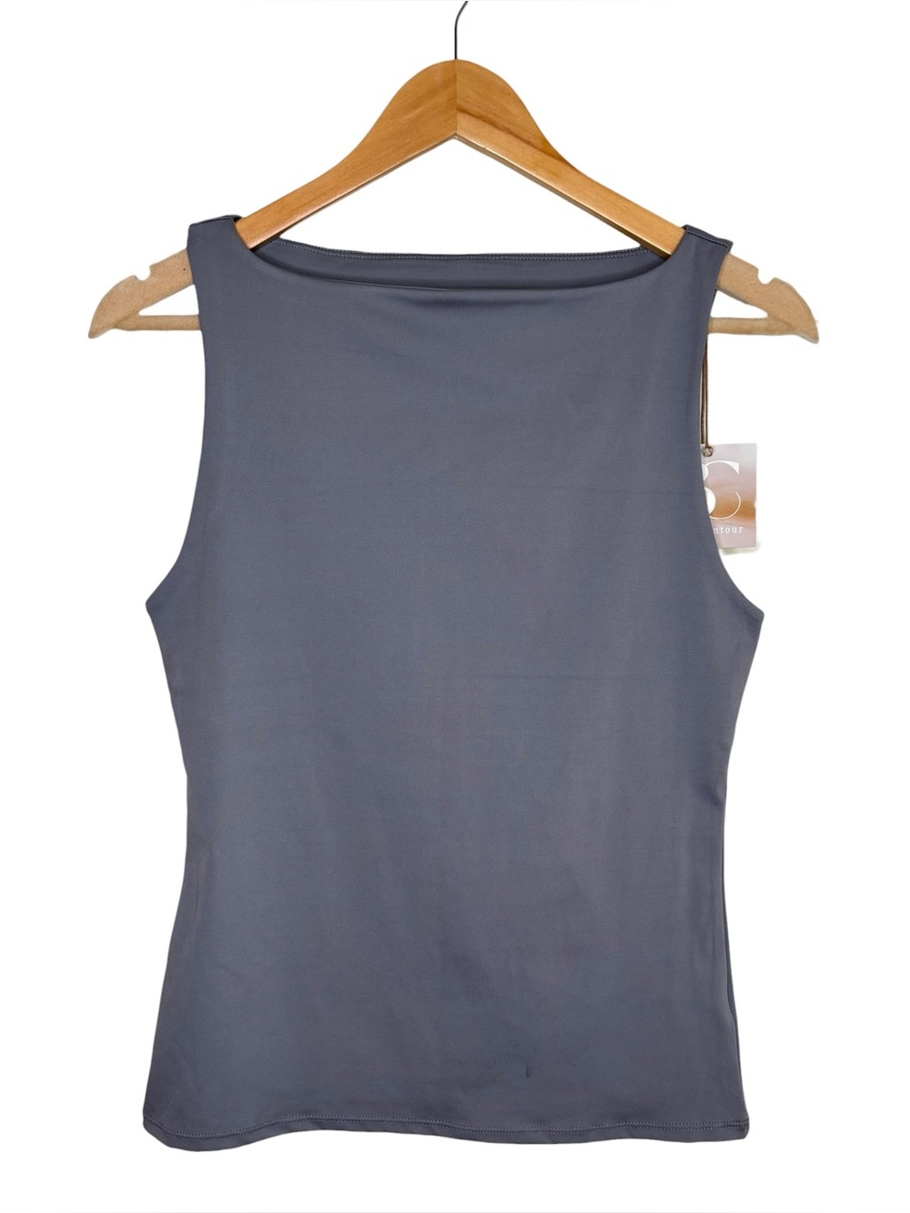 Hunter & Brown tank top gray body contour boat neck size medium
